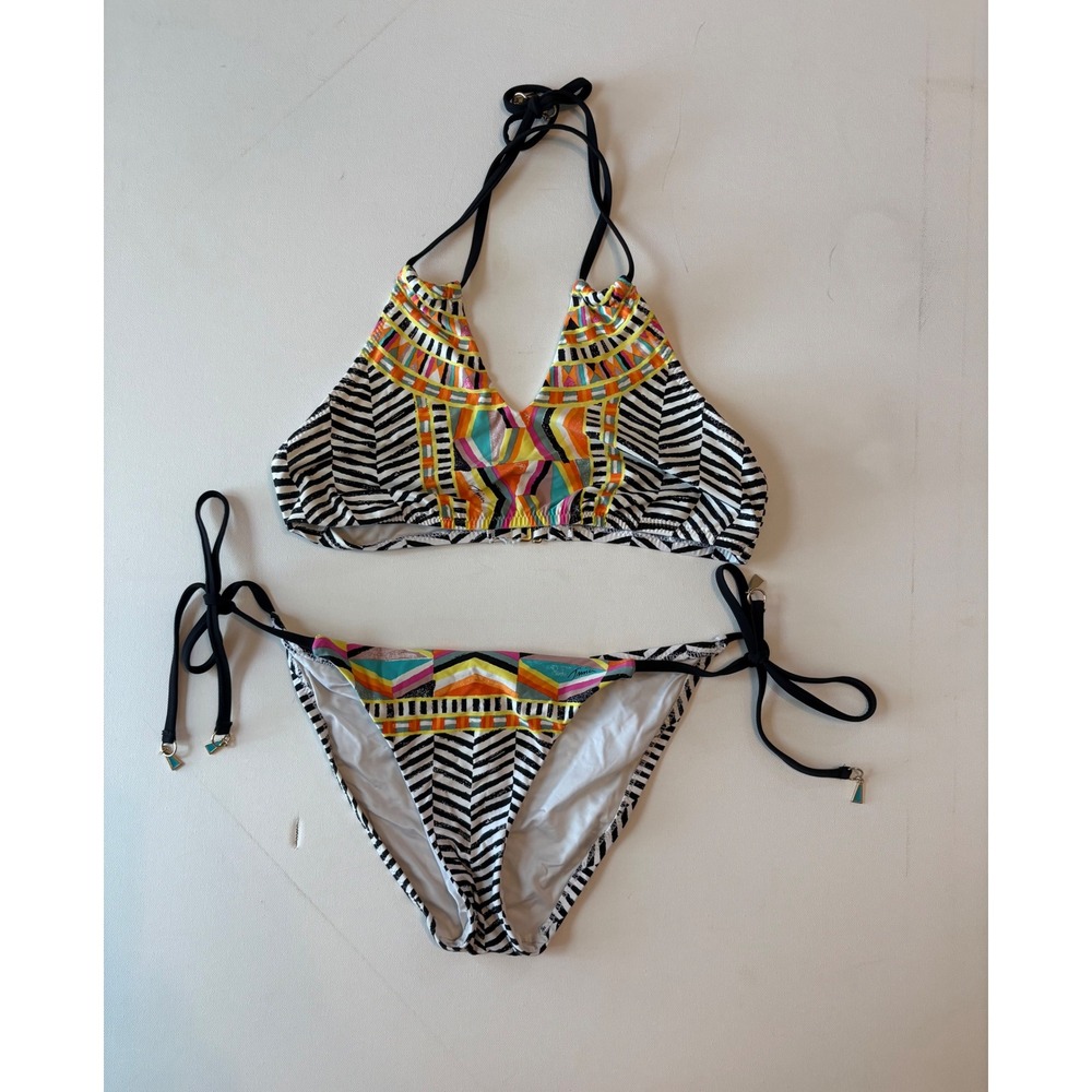 Trina Turk Brasilia High Neck Halter and Side-Tie Bikini Size Small